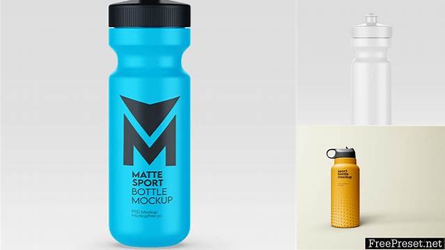 9489+ Matte Metallic Sport Bottle PSD Mockup Photoshop Freebie