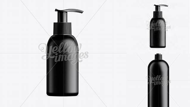 9491+ Black Plastic Cosmetic Bottle with Batcher 100 ml Exclusive Free PSD Mockups