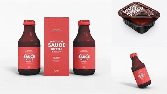 9493+ Barbeque Dipping Sauce PSD Mockup High-Angle Shot Professional Design PSD