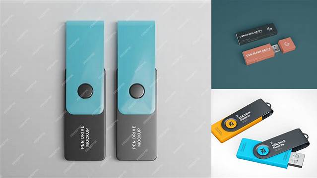 9494+ Glossy USB Flash Drive PSD Mockup Front View Creative Digital PSD Download