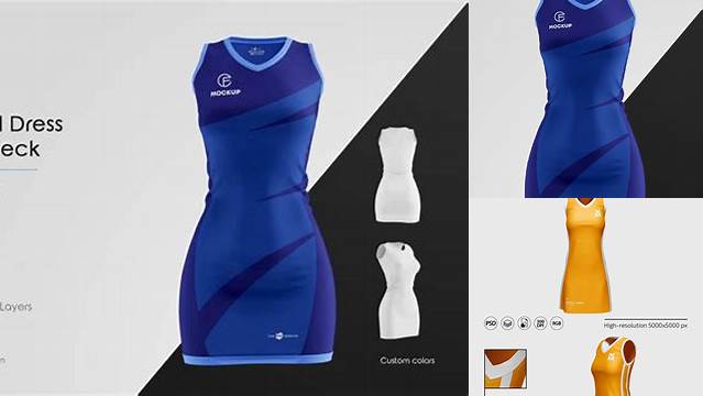 9494+ Netball Dress HQ PSD Mockup Halfside View Free PSD for Creatives