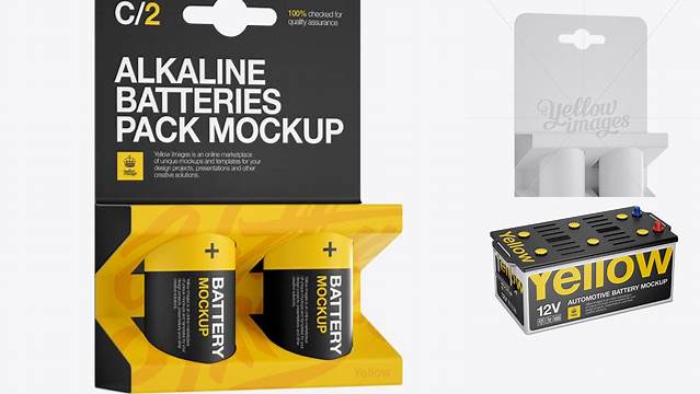 9496+ 2 Pack Matt Battery C PSD Mockup Halfside View Exclusive Layered PSD Mockup