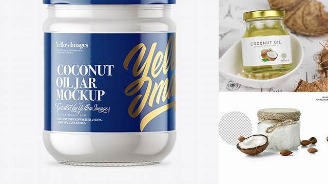 9496+ Clear Glass Jar with Coconut Oil PSD Mockup For Free Download