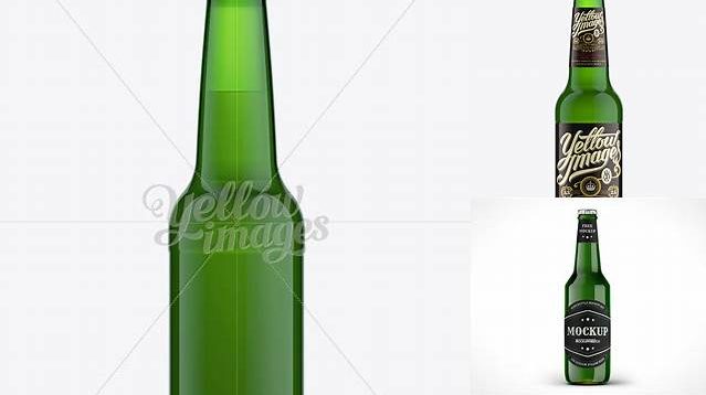 9497+ 275ml Longneck Green Glass Beer Bottle PSD Mockup Premium Design Freebie