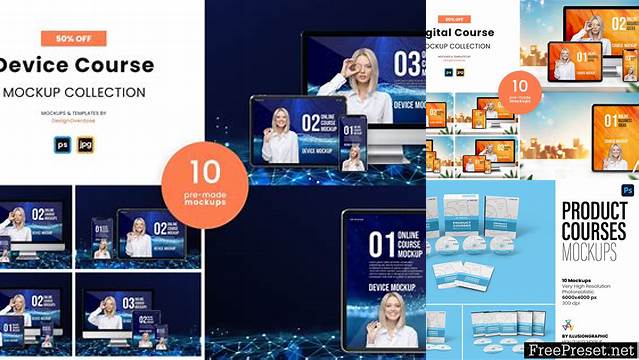 9498+ Digital Course Mockup Smart Object PSD Template