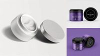 9499+ Textured Metallic Cosmetic Jar PSD Mockup High-Angle Shot Digital Resource Free Download