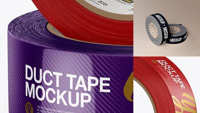 9499+ Two Textured Duct Tape Rolls PSD Mockup Front View Modern Free PSD Template