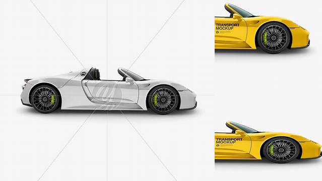 9505+ Porsche 918 Spyder PSD Mockup Side view Advanced Photoshop Design Free