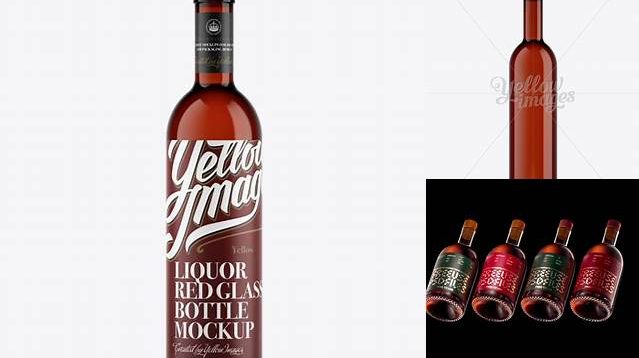 9505+ Red Glass Liquor Bottle PSD Mockup Layered Photoshop Template