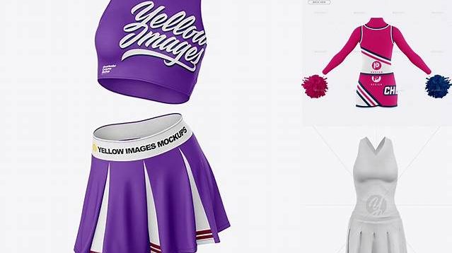 9507+ Cheerleader Costume PSD Mockup Front View Elegant Free Template