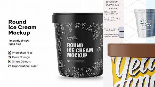 9507+ Matte Ice Cream Round Box Front View Smart Design Template Free