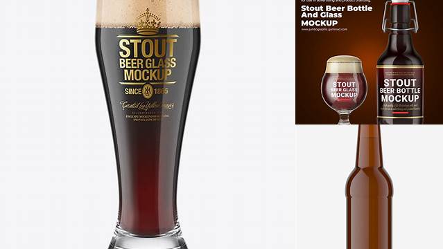 9508+ Weizen Glass with Stout Beer PSD Mockup Smart Object Free Photoshop File