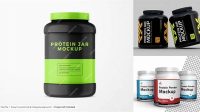 9509+ Matte Plastic Protein Jar PSD Mockup Front View Editable and Customizable PSD