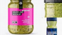 951+ Clear Glass Jar with Pesto Sauce PSD Mockup Stylish PSD for Free