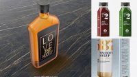 9510+ Metallic Square Bottle PSD Mockup Half Side View Layered Photoshop Template