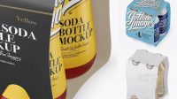 9511+ 4 Bottles Pack PSD Mockup Halfside View High-Angle Shot Free Digital Resource for Designers