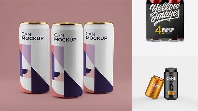 9511+ Metallic Pack with 24 Cans PSD Mockup Digital Download PSD for Free