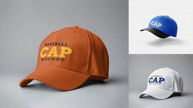 9516+ Baseball Cap PSD Mockup / Halfside View Smart Object-Based PSD Template Free