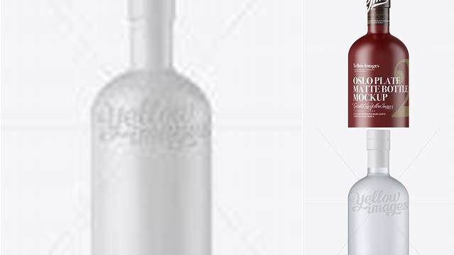 9516+ Matte Oslo Plate Bottle with Shrink Band PSD Mockup Free Editable Photoshop Template