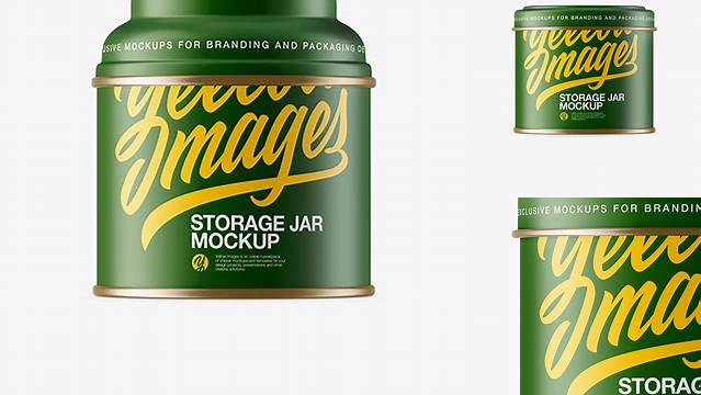 9516+ Matte Storage Jar with Metal Rings PSD Mockup Free PSD Mockup Resource