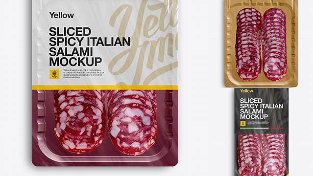 9516+ Vacuum Tray with Spicy Italian Salami Mock-up Stylish PSD for Free