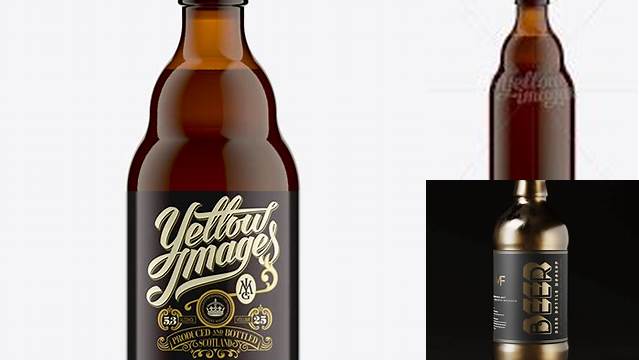 9522+ 33cl Steinie Amber Glass Bottle PSD Mockup Free Graphic Design Resource