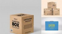 9522+ Matte Square Carton Box PSD Mockup Front View Creative Design Mockup