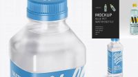 9523+ Clear PET Water Bottle PSD Mockup Half Side View High-Angle Shot Elegant PSD Mockup