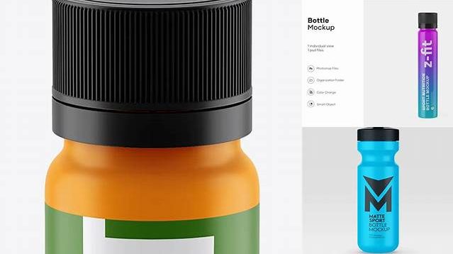 9523+ Matte Plastic Sport Nutrition Bottle PSD Mockup Front View High-Angle Shot Easy Editable