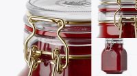 9526+ 900ml Berry Jam Glass Jar with Clamp Lid PSD Mockup Half Side View Stylish PSD for Free