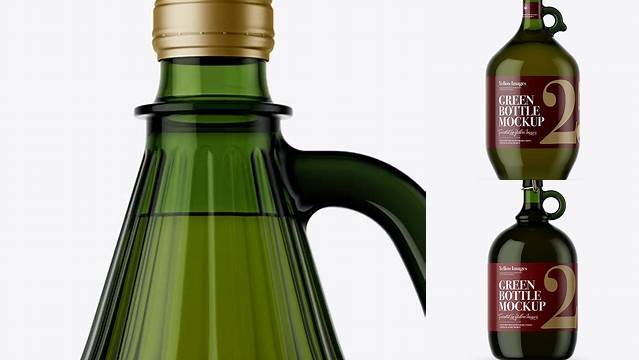 9527+ 3L Green Glass Bottle With Handle & Clamp Lid PSD Mockup Editable Graphic Design Files