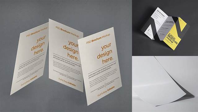 9527+ Glossy Paper Brochure PSD Mockup Half Side View Exclusive Digital PSD Resource