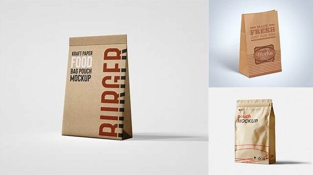 9528+ Kraft Paper Food Bag PSD Mockup Front View Advanced Photoshop Design Free