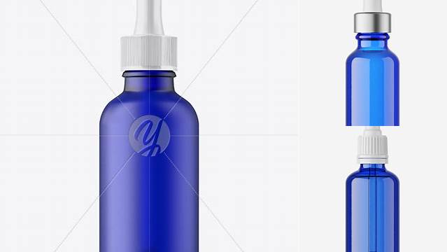 9530+ 50ml Frosted Blue Glass Dropper Bottle Easy-to-Use PSD Template