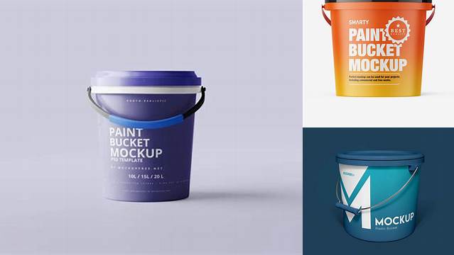 954+ Matte Paint Bucket PSD Mockup Front View Smart Design Template Free