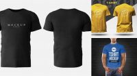 954+ Men's T-Shirt With Buttons PSD Mockup Back View Professional Graphic PSD Download