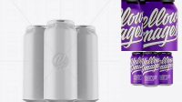 9540+ Pack with 3 Matte Cans with Plastic Holder PSD Mockup Front View Free Download Design Mockup