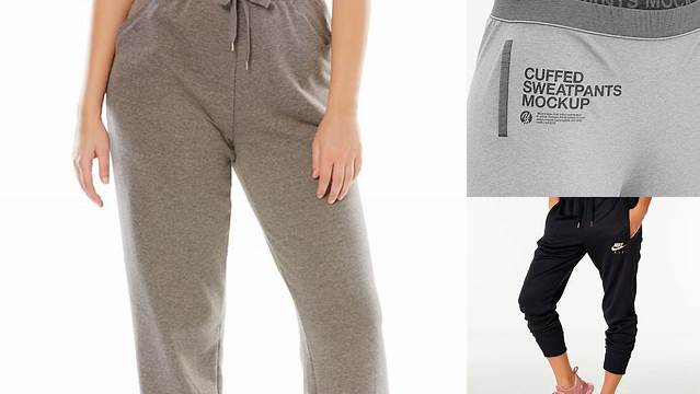 9541+ Women's Heather Cuffed Joggers Front Half Side View Downloadable PSD Design Template