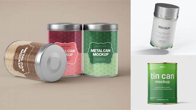 9542+ Glossy Round Tin Can Box PSD Mockup Photoshop PSD Free for Designers