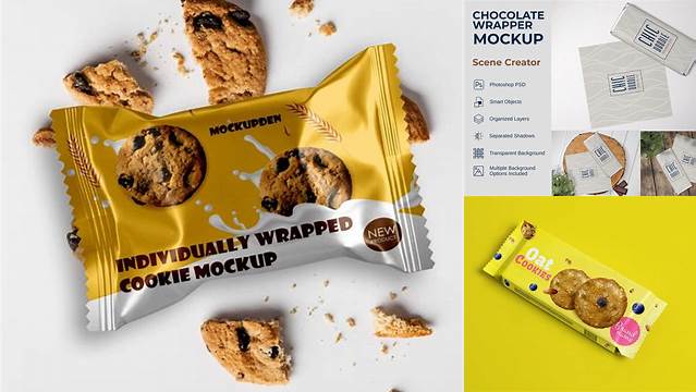 9543+ Square Cookies Wrapper PSD Mockup Editable Design PSD File