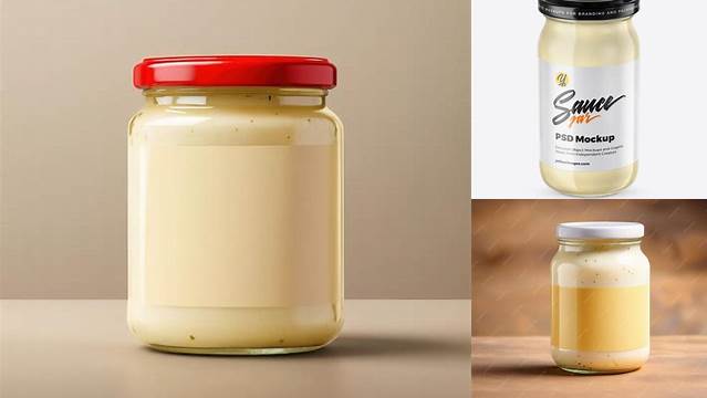 9545+ Glass Jar With Mayonnaise PSD Mockup Free Design Resource