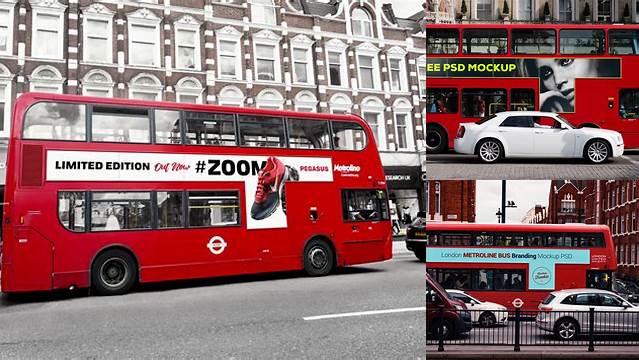 9549+ London Bus PSD Mockup Side View Free Design Resource