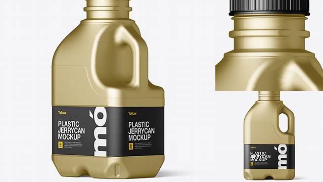 955+ Metallic Jug With Paper Label PSD Mockup Back Half Side View Easy Editable