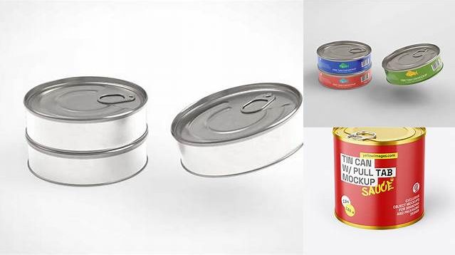 9550+ Tuna Tin with Pull Tab PSD Mockup Custom Design Freebie PSD