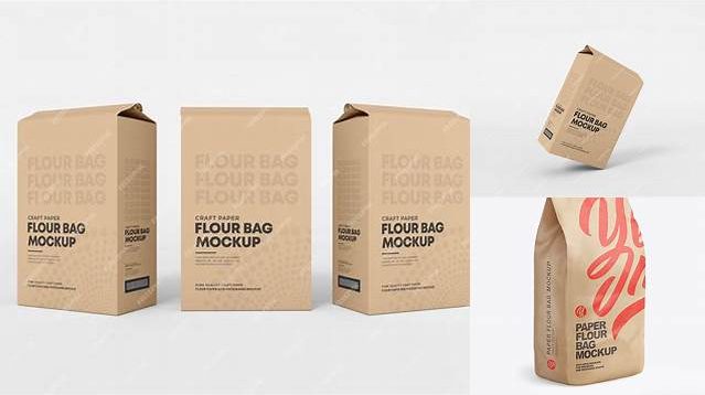 9552+ Kraft Paper Flour Bag PSD Mockup Front View High-End PSD Download