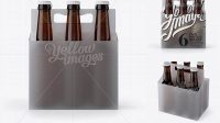 9553+ Transparent Plastic 6 Pack Amber Bottle Carrier PSD Mockup 3/4 View Exclusive Free PSD Mockups