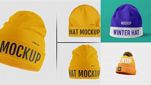 9556+ Winter Hat PSD Mockup Top View Modern PSD Templates