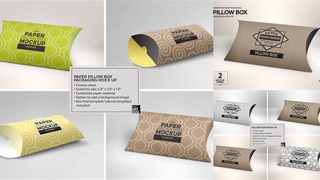 9558+ Pillow Box Packaging Mockup Editable Design File