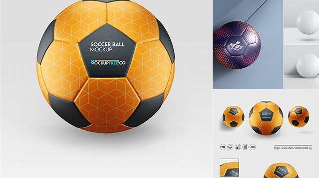 956+ Promotional Soccer Ball PSD Mockup Elegant PSD Mockup