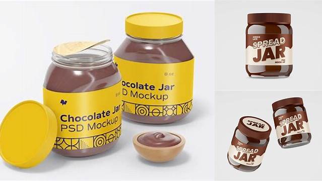 9560+ Glass Chocolate Spread Jar PSD Mockup Professional Photoshop Design Freebie